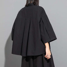 Load image into Gallery viewer, Black Irregular Loose Short Sleeve Shirt
