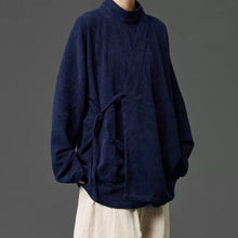 Load image into Gallery viewer, Corduroy Curved Collar Diagonal Placket Loose Hanfu Cardigan