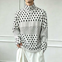 Load image into Gallery viewer, Ink-wash Polka Dot Turtleneck Pleated Base Layer Top