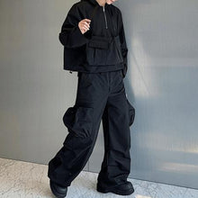 Load image into Gallery viewer, Multi-pocket Pullover Sweatshirt Straight Pants Two-piece Set