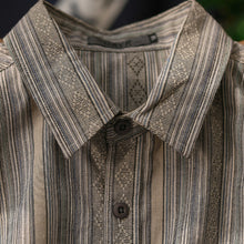 Load image into Gallery viewer, Striped Point Collar Cargo Loose Shirt
