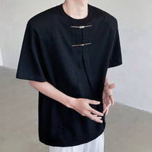 Load image into Gallery viewer, Short-Sleeved T-shirt With Metal Buttons