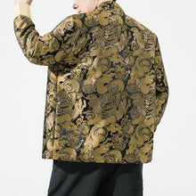 Load image into Gallery viewer, Loose Stand Collar Dragon Pattern Jacquard Disc Button Jacket