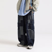 Load image into Gallery viewer, American Retro Patchwork Loose Wide-leg Jeans