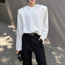 Load image into Gallery viewer, Metallic Embellished Padded Shoulder Pullover T-shirt