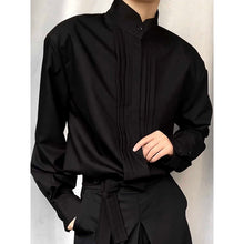 Load image into Gallery viewer, Pleated Panelled Stand Collar Shirt