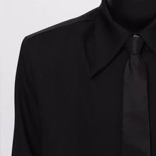 Load image into Gallery viewer, Black Padded Shoulder Tie Shirt