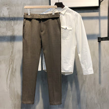 Load image into Gallery viewer, Slim-fit Brushed Wool Tapered Trousers