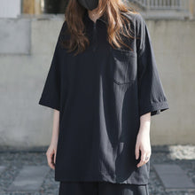 Load image into Gallery viewer, Half Zip Pullover Loose Short Sleeve T-Shirt