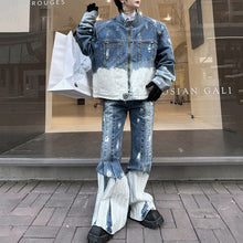 Load image into Gallery viewer, Zippered Casual Denim Jacket Loose Two-piece Set