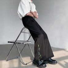 Load image into Gallery viewer, Loose Metal Buckle Bamboo Pattern Casual Wide-leg Straight Pants