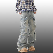 Load image into Gallery viewer, American Retro Pleated Three-dimensional Large Pocket Pants