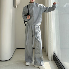 Load image into Gallery viewer, American Style Padded Shoulder Cardigan Sweatshirt Straight Casual Pants Two-piece Set