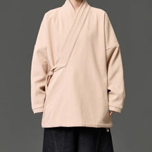 Load image into Gallery viewer, Fleece Lined Diagonal Placket Loose Hanfu Cardigan