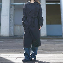 Load image into Gallery viewer, Black Knee-length Trench Coat