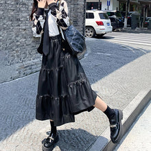 Load image into Gallery viewer, Black Leather Crop PU Skirt