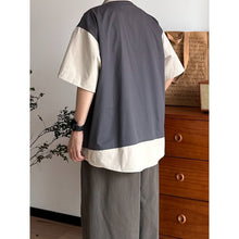 Load image into Gallery viewer, Patchwork Faux Two-Piece Workwear Short-Sleeve Shirt