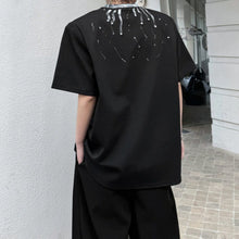 Load image into Gallery viewer, Hand-painted Print Beaded Loose Short-sleeved T-shirt