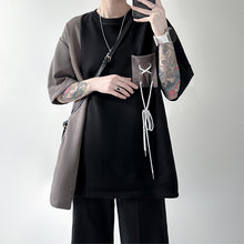 Load image into Gallery viewer, Drawstring Pockets Paneled Short Sleeves Tops