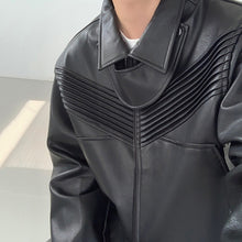 Load image into Gallery viewer, Black Leather Loose-fitting Jacket