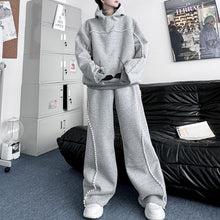 Load image into Gallery viewer, Hand-beaded Hooded Sweatshirt and Wide-leg Pants Casual Suit