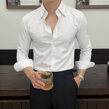 Load image into Gallery viewer, Striped Point Collar Casual Slim Shirt