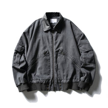 Load image into Gallery viewer, Washed Cargo Lapel Leather Collar Jacket