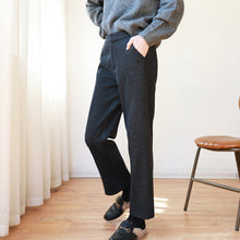 Load image into Gallery viewer, Straight Herringbone Wool Cropped Trousers