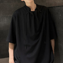 Load image into Gallery viewer, Drawstring Neckline Padded Shoulder T-shirt