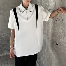 Load image into Gallery viewer, Padded Shoulder Contrast Color Stitching POLO Shirt