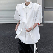 Load image into Gallery viewer, Stand Collar Patchwork Shoulder Pad Shirt