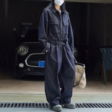 Load image into Gallery viewer, Denim Workwear Loose Lace-up Jumpsuit