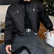 Load image into Gallery viewer, Thickened Zipper Drawstring Short Baseball Jacket