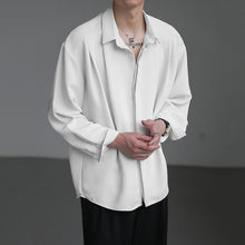 Load image into Gallery viewer, Loose Peak Collar Solid Color Long-sleeved Casual Shirt