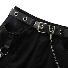 Load image into Gallery viewer, High Waist Frayed Jeans Leather Buckle Flared Pantyhose