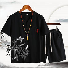 Load image into Gallery viewer, T-shirt Linen Cotton Two-piece Suit