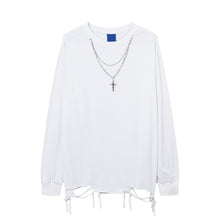 Load image into Gallery viewer, Distressed Washed Hem Hand Cut Holes Loose T-shirt