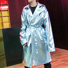 Load image into Gallery viewer, Glossy Reflective Stage Performance Trench Coat