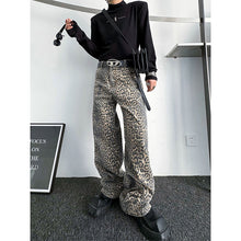 Load image into Gallery viewer, Leopard Print Straight-leg Baggy Jeans
