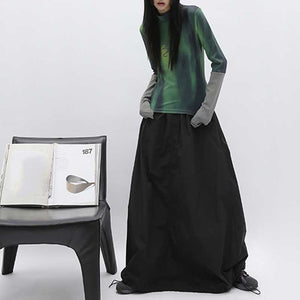 Black Adjustable Drawstring Skirt