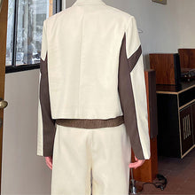 Load image into Gallery viewer, Contrast Color Notch Lapel Short Suit and Wide-leg Trousers Two-piece Set