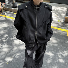 Load image into Gallery viewer, Metal Button Stand Collar Jacket