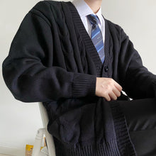 Load image into Gallery viewer, Black DK Uniform Long Sleeve Cardigan Sweater