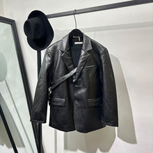 Load image into Gallery viewer, Vintage Pu Leather Suit Jacket