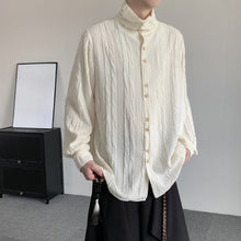 Load image into Gallery viewer, Textured Pleated High Collar Shirt