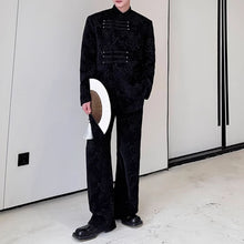 Load image into Gallery viewer, Dark Pattern Stand Collar Wide Leg Trousers Two-piece Suit