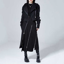 Load image into Gallery viewer, Black Irregular Zipper Slit Skirt