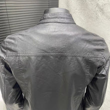 Load image into Gallery viewer, PU Stand Collar Slim Jacket