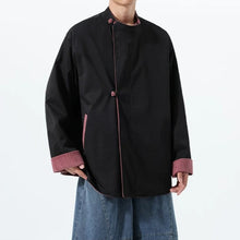 Load image into Gallery viewer, Reversible Stand Collar Frog Button Loose Hanfu Cardigan