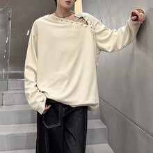 Load image into Gallery viewer, American Off-shoulder Tie-back Textured T-shirt